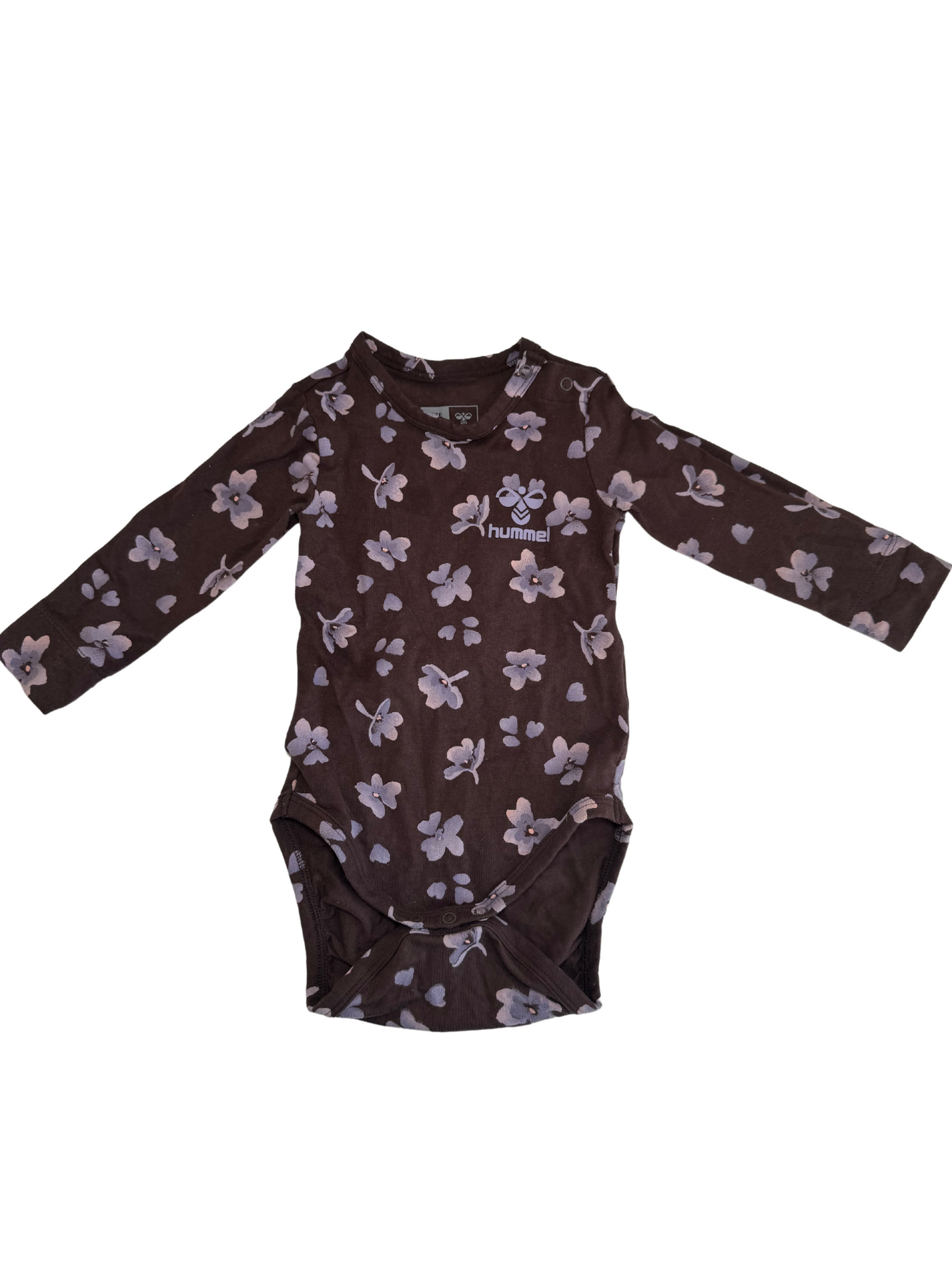 Brun body-sæt med lilla blomster + lilla leggings