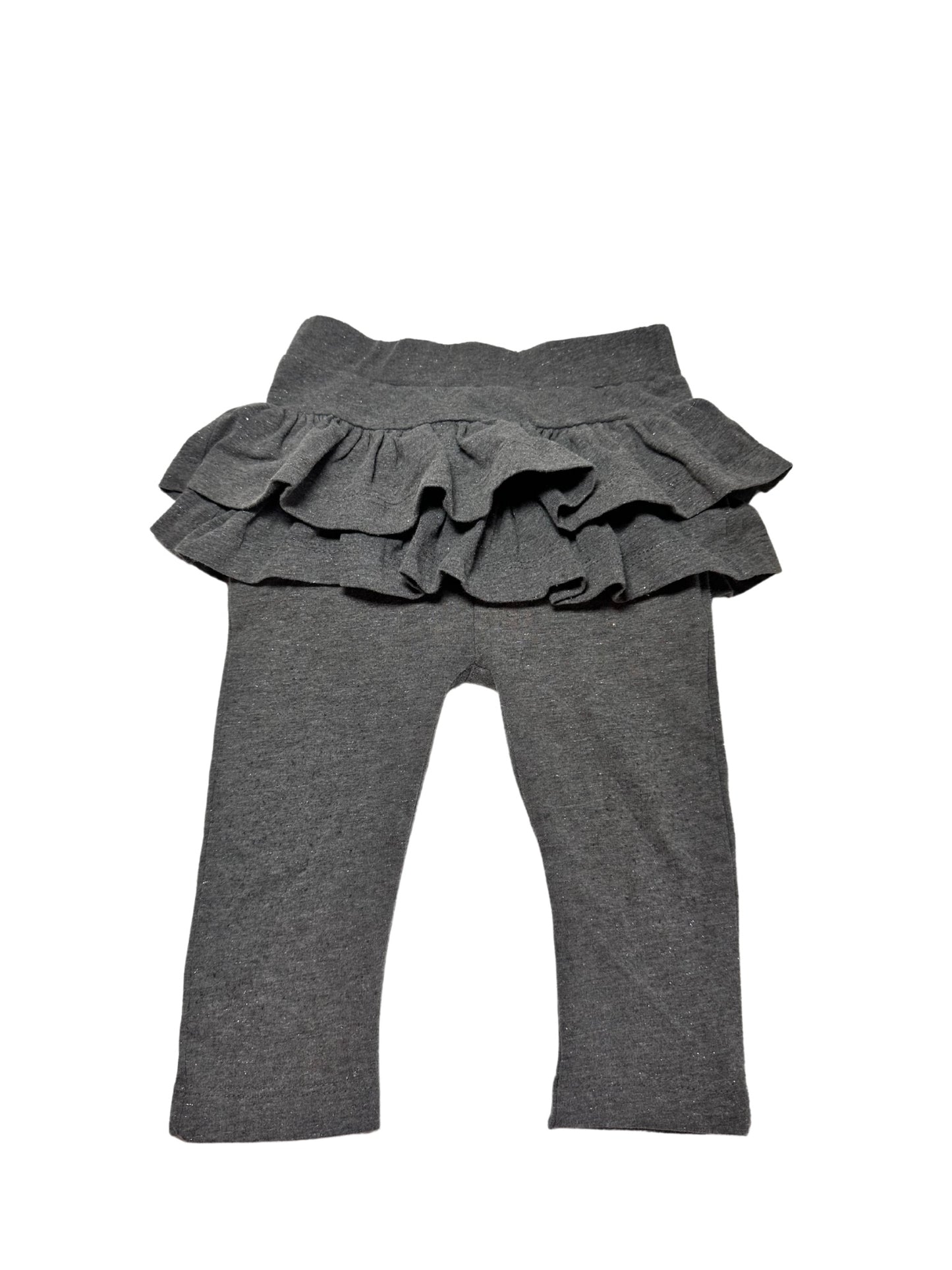 Grå glimmer leggings med 2 flæser