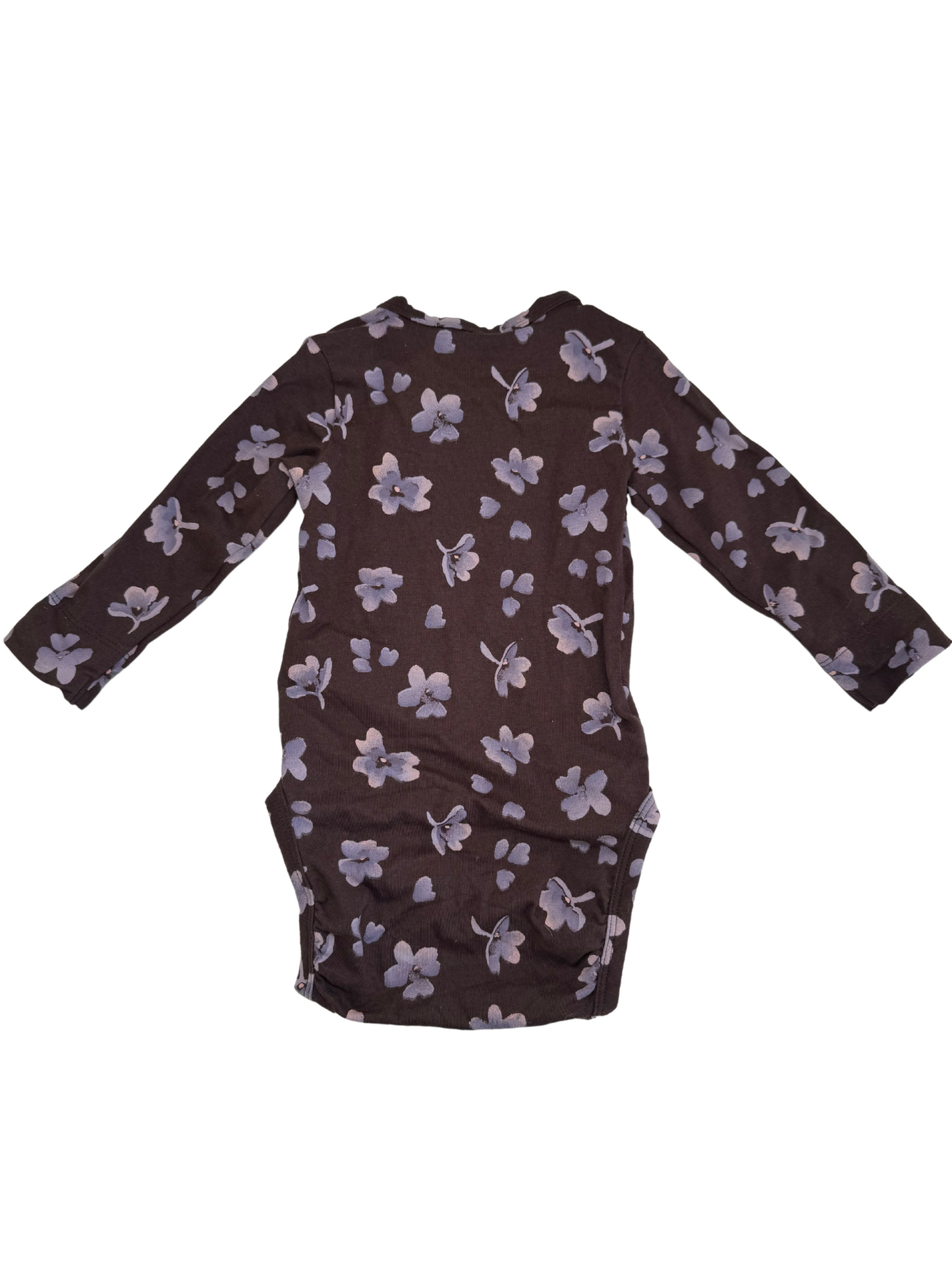 Brun body-sæt med lilla blomster + lilla leggings
