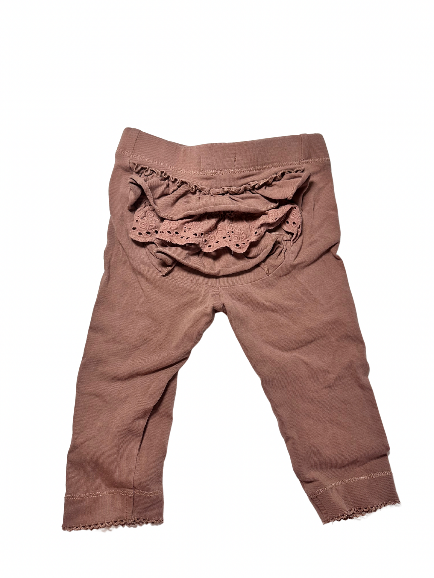 Brune leggings med flæser på numsen