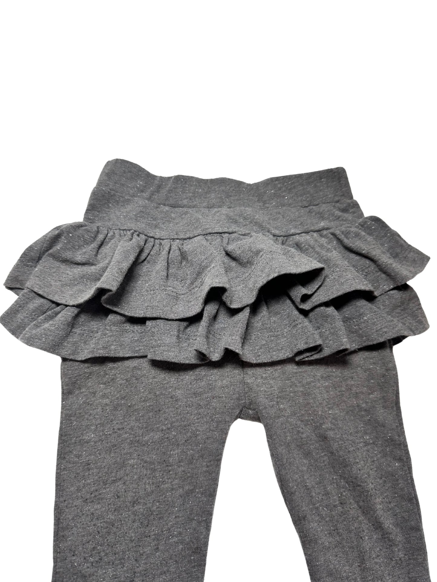 Grå glimmer leggings med 2 flæser