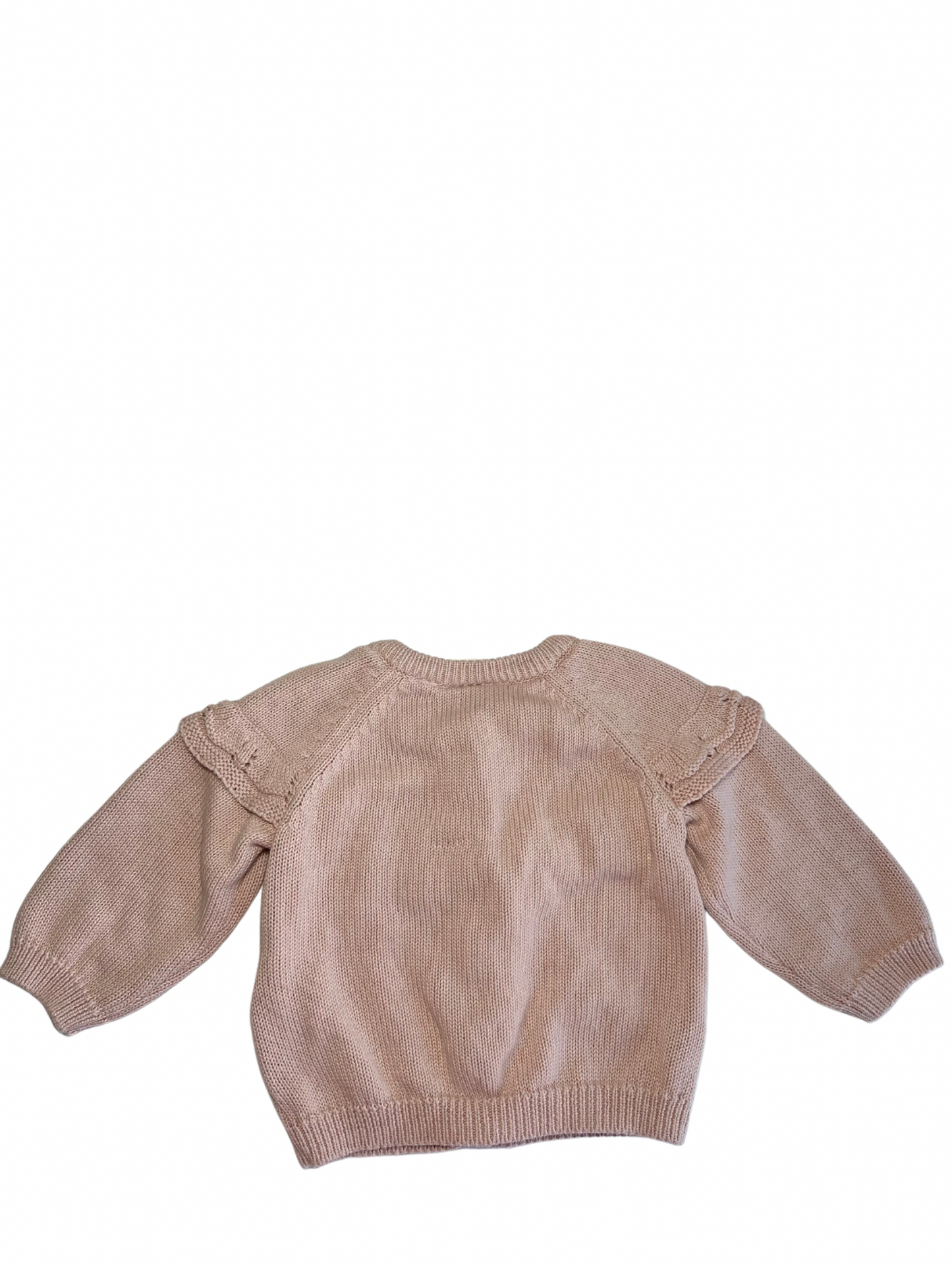 Lyserød cardigan med en flæse