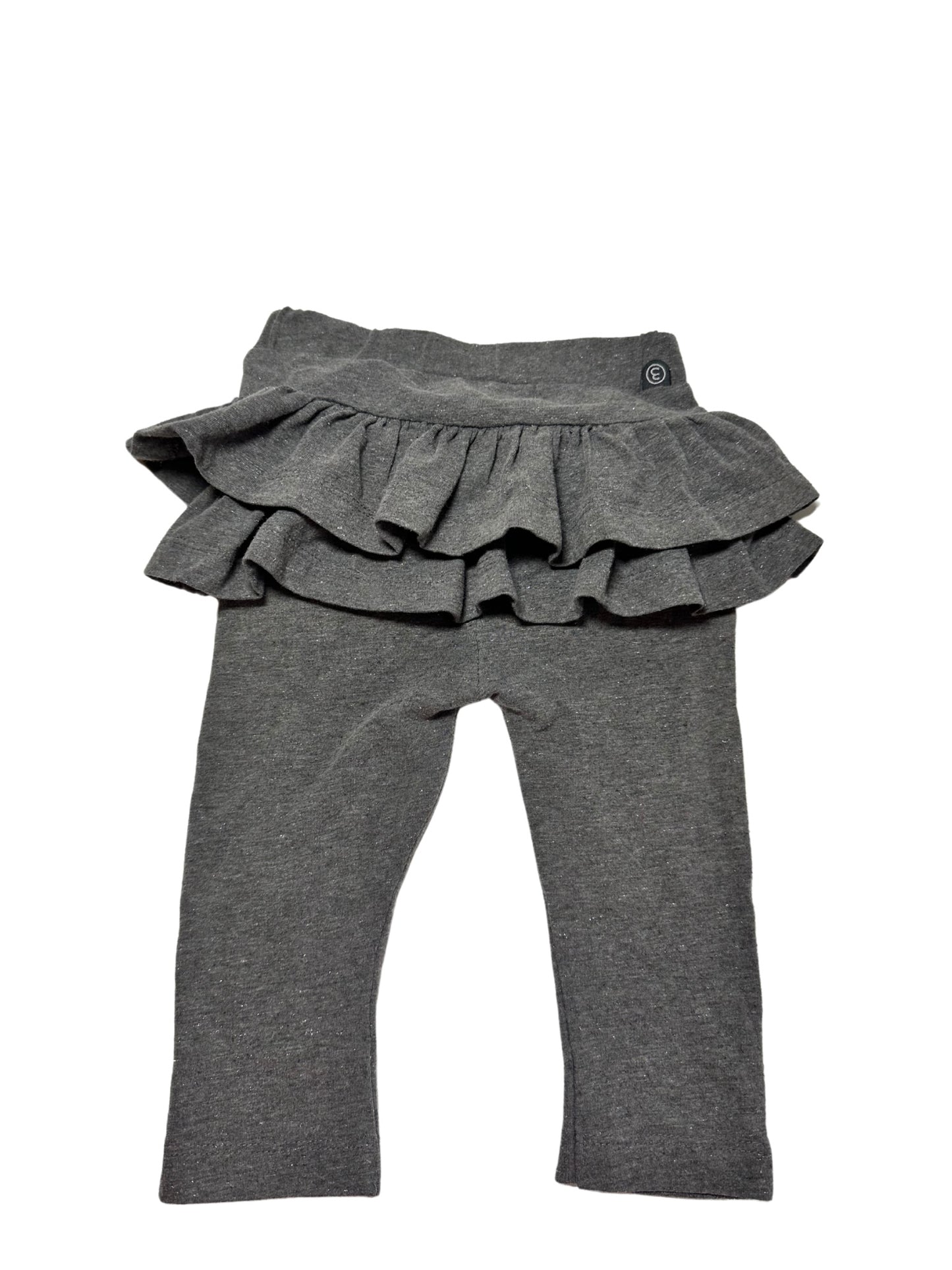 Grå glimmer leggings med 2 flæser