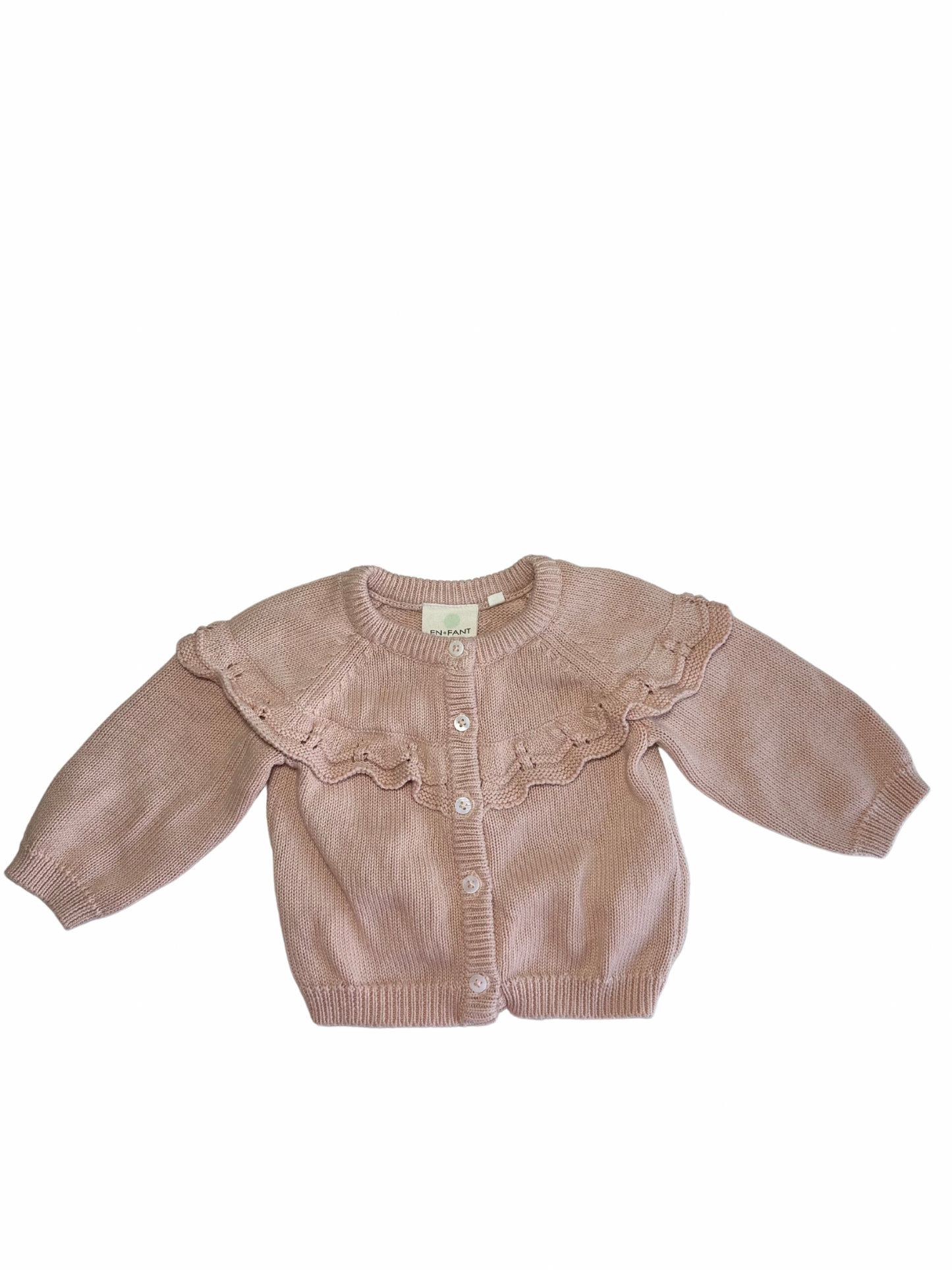 Lyserød cardigan med en flæse