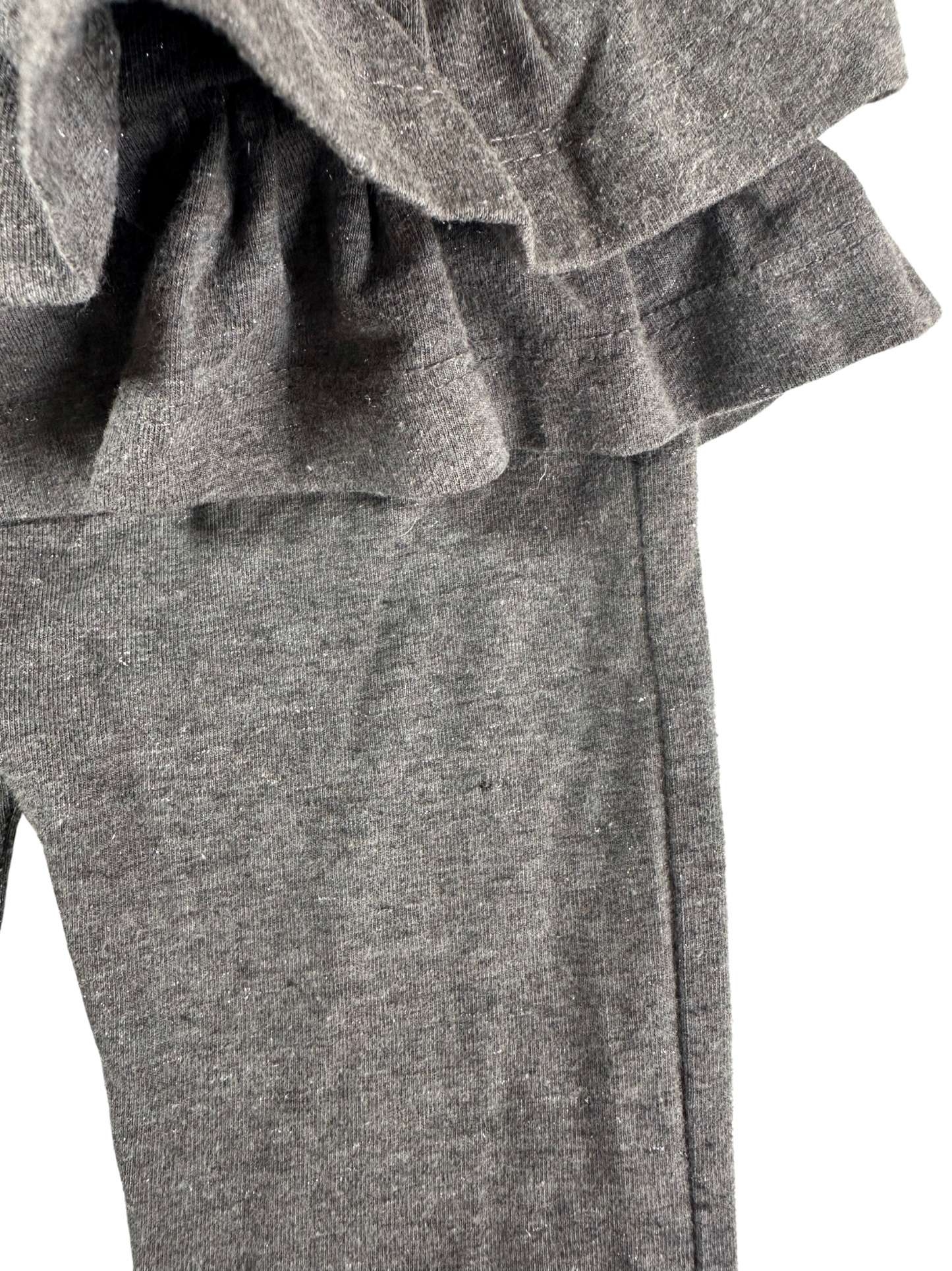 Grå glimmer leggings med 2 flæser